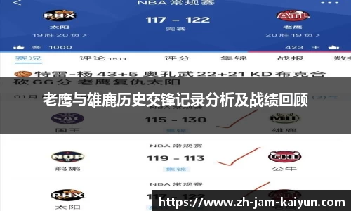 老鹰与雄鹿历史交锋记录分析及战绩回顾